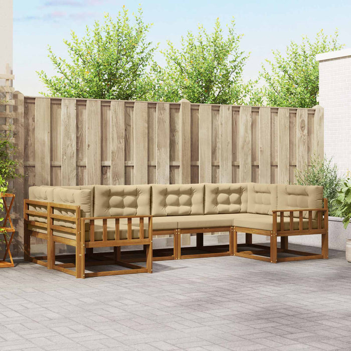 Set de canapele de exterior cu pernă 6 pcs Natural și Bej WALTI