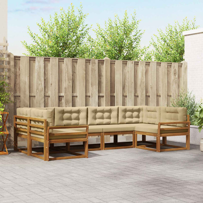Set de canapele de exterior cu pernă 6 pcs Natural și Bej WALTI