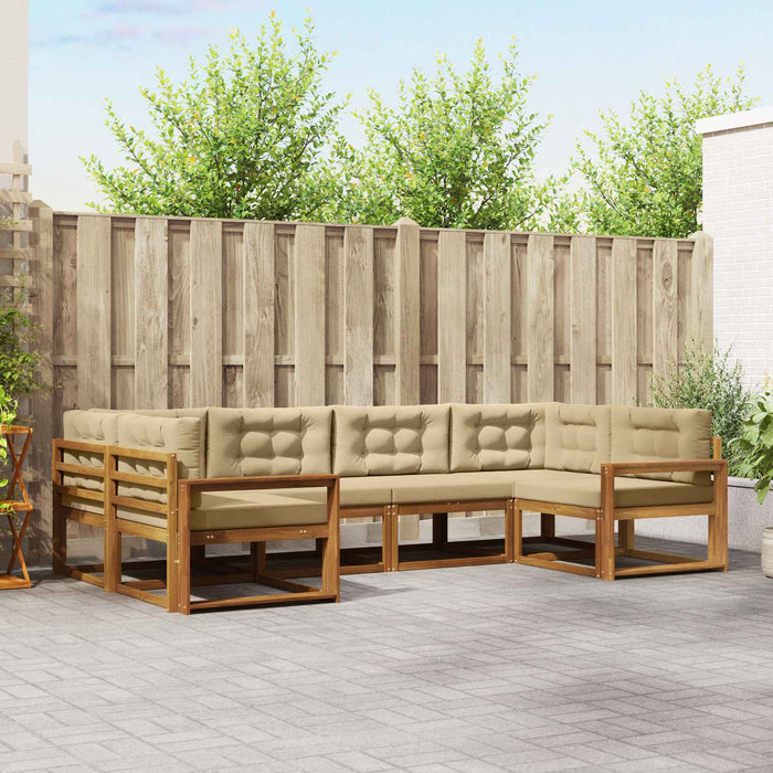 Set de canapele de exterior cu pernă 6 pcs Natural și Bej WALTI