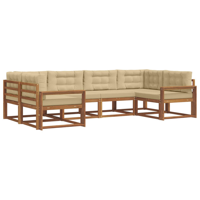 Set de canapele de exterior cu pernă 6 pcs Natural și Bej WALTI
