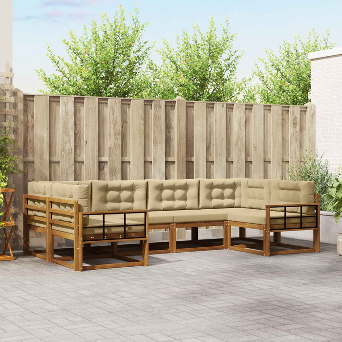 Set de canapele de exterior cu pernă 6 pcs Natural și Bej WALTI