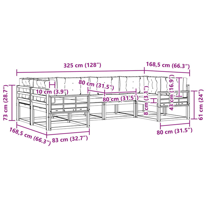 Set de canapele de exterior cu pernă 6 pcs Natural și Bej WALTI