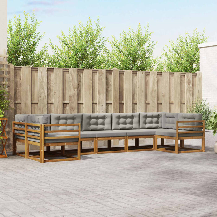 Set de canapele de exterior 7 pcs Gri natural și deschis WALTI