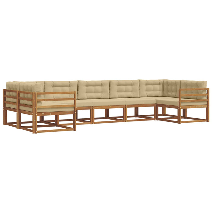 Set de canapele de exterior cu pernă 7 pcs Natural și Bej WALTI