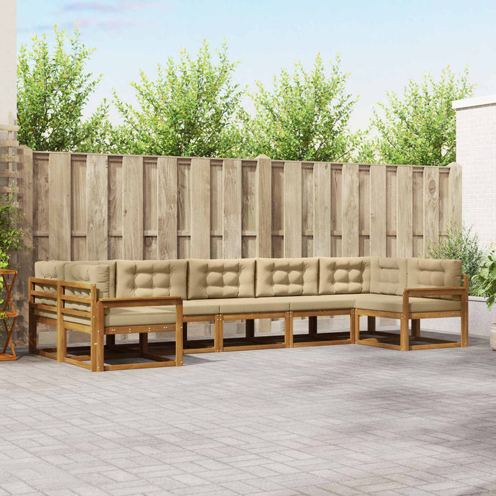 Set de canapele de exterior cu pernă 7 pcs Natural și Bej WALTI