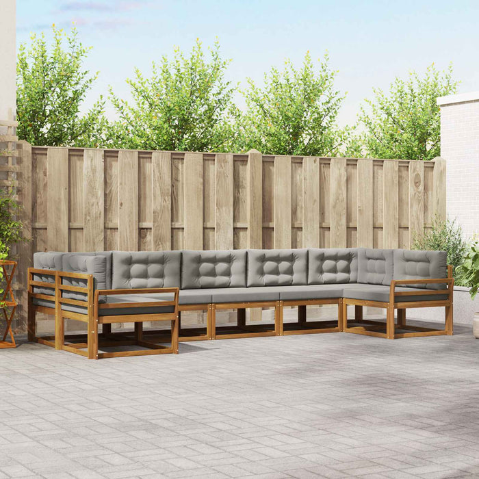 Set de canapele de exterior 7 pcs Gri natural și deschis WALTI