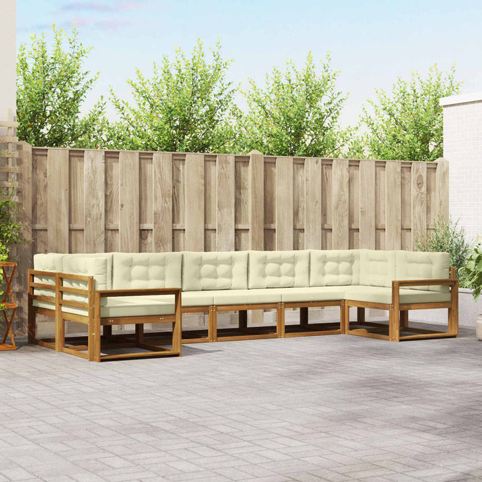 Set de canapele de exterior cu pernă 7 pcs Natural și Crem - WALTI WALTI