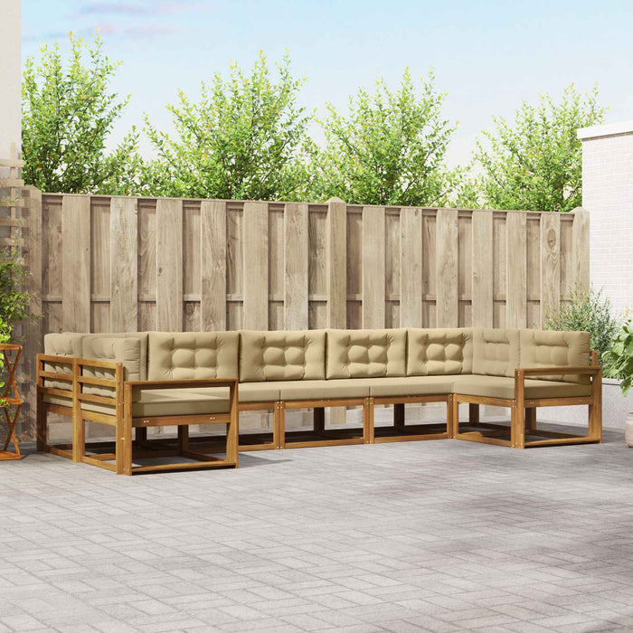 Set de canapele de exterior cu pernă 7 pcs Natural și Bej WALTI
