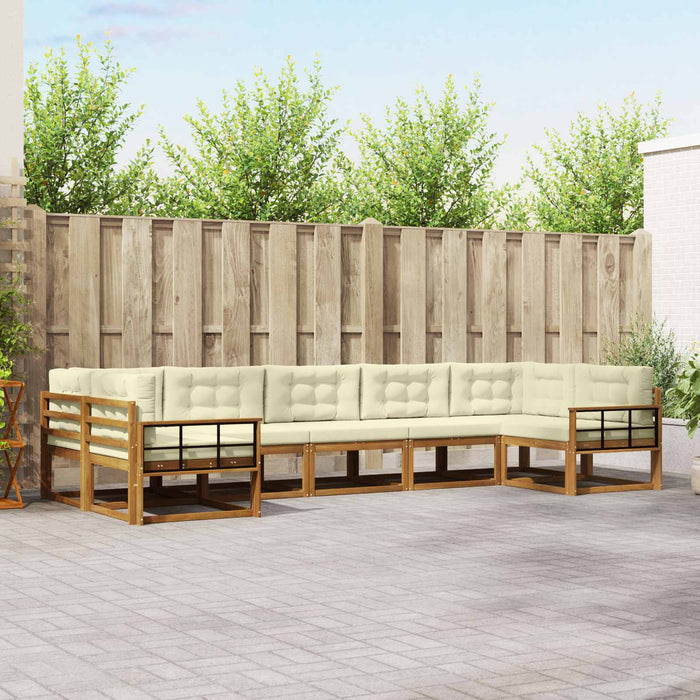 Set de canapele de exterior cu pernă 7 pcs Natural și Crem - WALTI WALTI