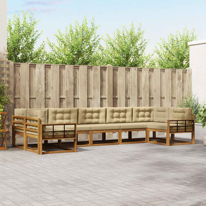 Set de canapele de exterior cu pernă 7 pcs Natural și Bej WALTI