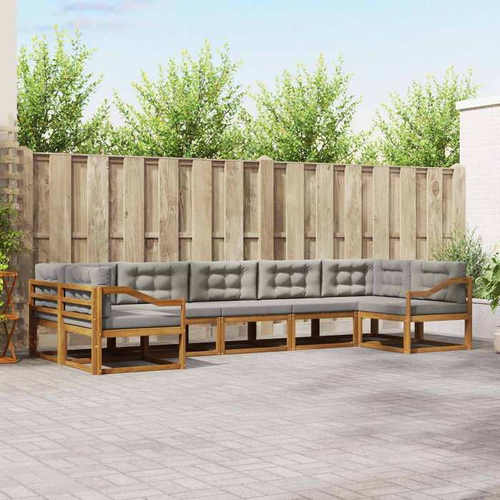 Set de canapele de exterior 7 pcs Gri natural și deschis WALTI