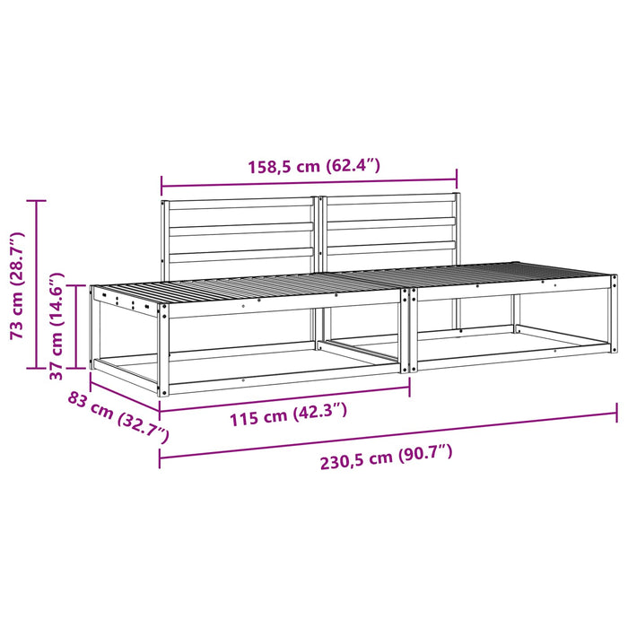 Set de canapele de exterior 2 Bucată natural 230,5 x 83 x 73 cm - WALTI WALTI