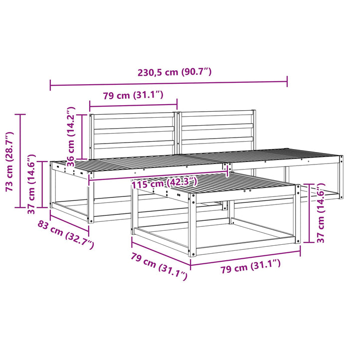 Set de canapele de exterior natural Lemn Solid de Acacia - WALTI WALTI
