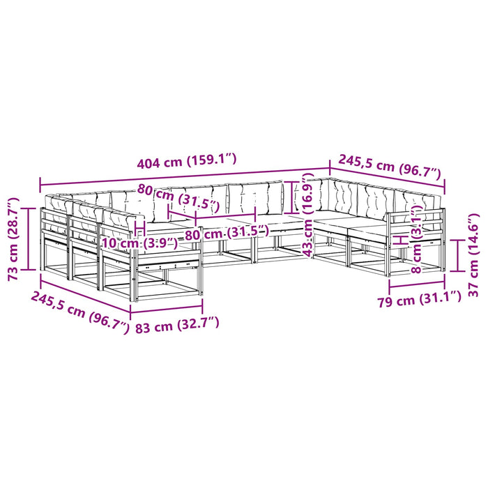 Set de canapele de exterior cu pernă 9 pcs Natural și Antracit WALTI