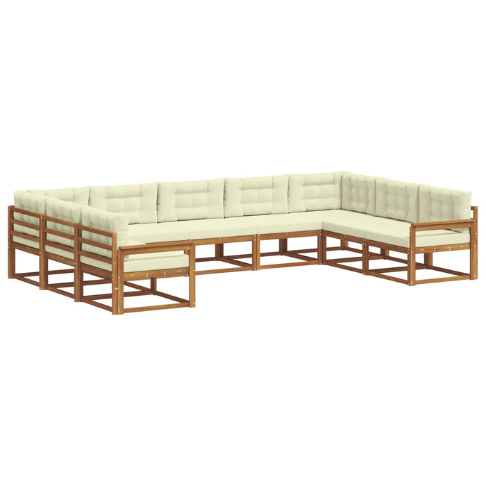 Set de canapele de exterior cu pernă 9 pcs Natural și Crem WALTI
