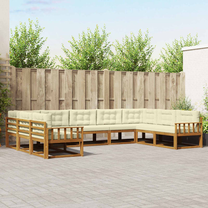 Set de canapele de exterior cu pernă 9 pcs Natural și Crem WALTI