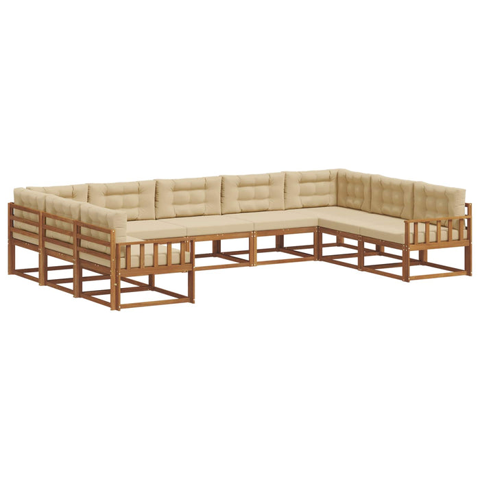 Set de canapele de exterior cu pernă 9 pcs Natural și Bej WALTI