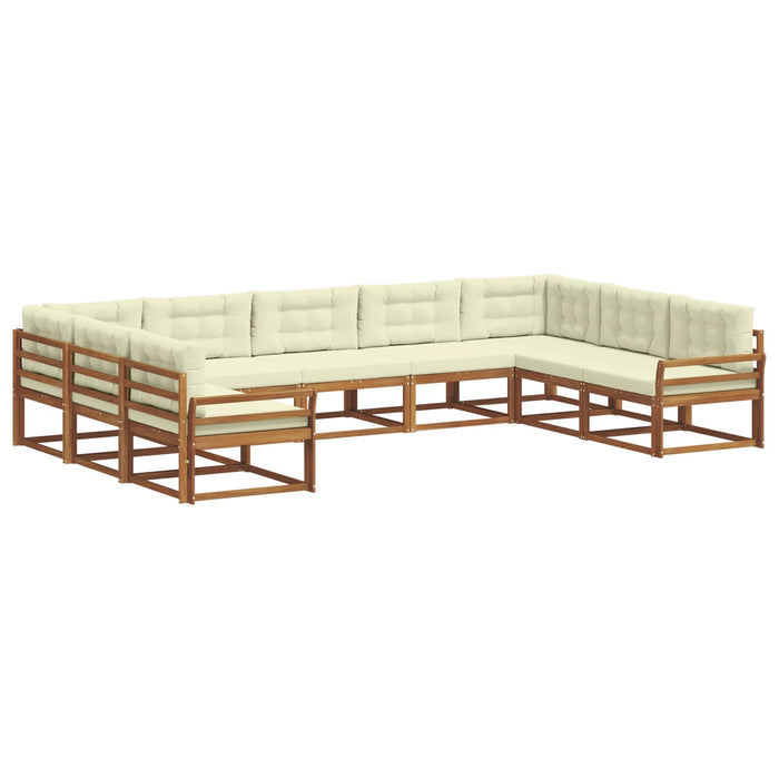 Set de canapele de exterior cu pernă 9 pcs Natural și Crem WALTI