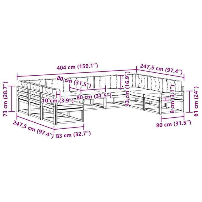 Set de canapele de exterior cu pernă 9 pcs Natural și Antracit WALTI