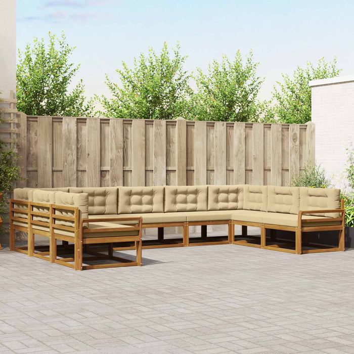 Set de canapele de exterior cu pernă 9 pcs Natural și Bej WALTI