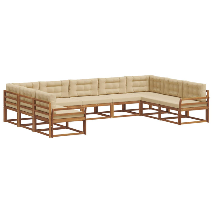 Set de canapele de exterior cu pernă 9 pcs Natural și Bej WALTI