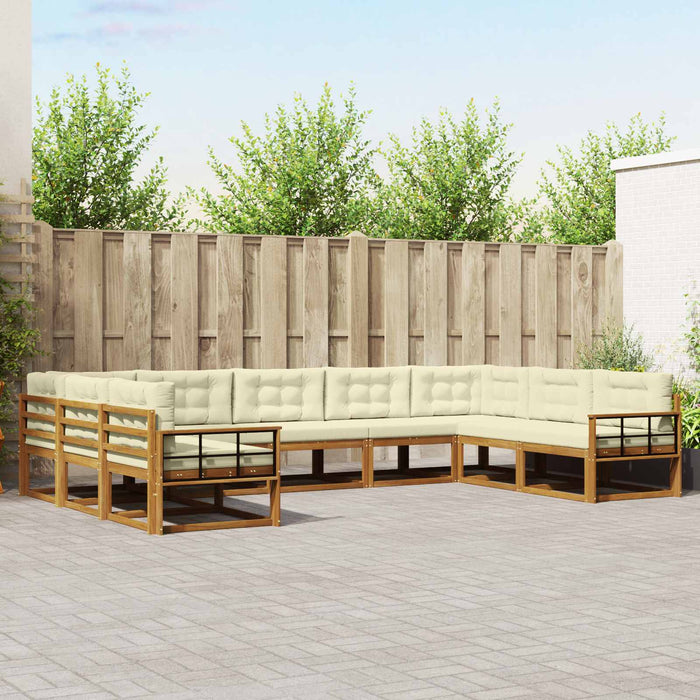 Set de canapele de exterior cu pernă 9 pcs Natural și Crem WALTI