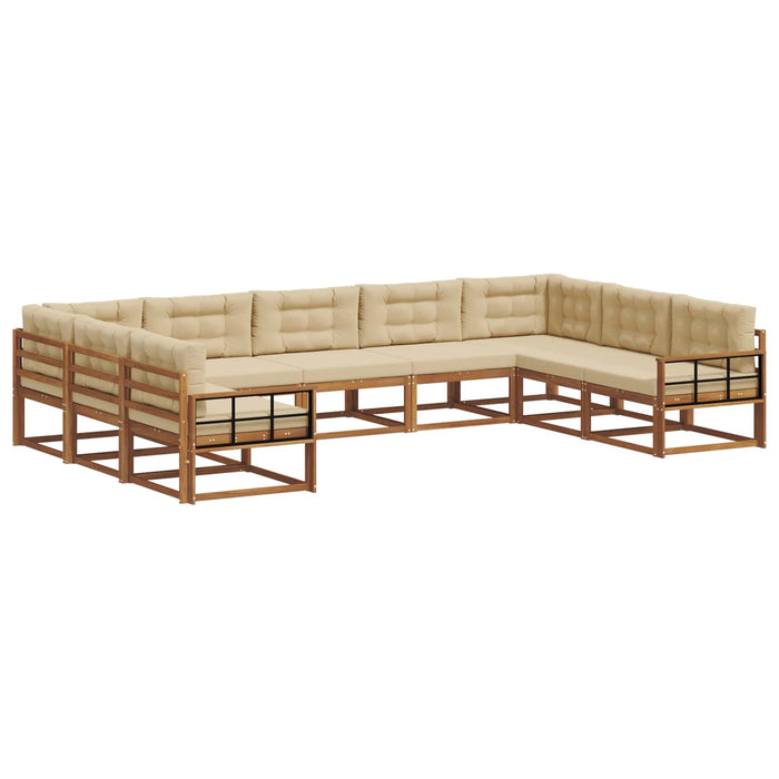 Set de canapele de exterior cu pernă 9 pcs Natural și Bej WALTI