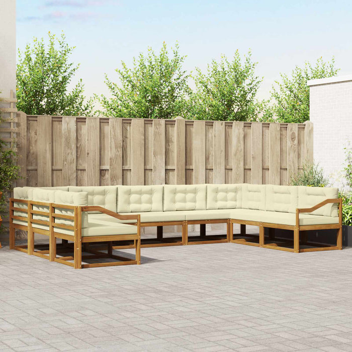 Set de canapele de exterior cu pernă 9 pcs Natural și Crem WALTI