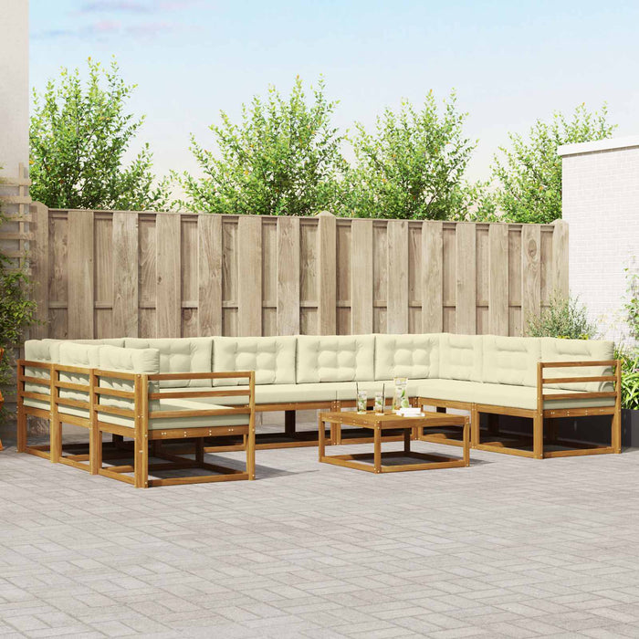 Set de canapele de exterior cu pernă 10 pcs Natural și Crem WALTI