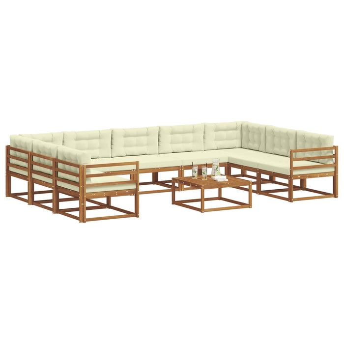 Set de canapele de exterior cu pernă 10 pcs Natural și Crem WALTI