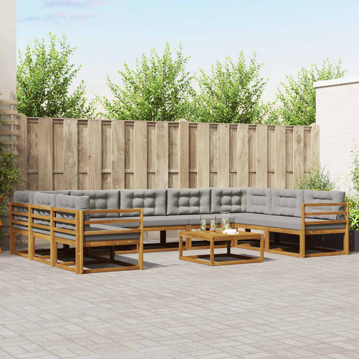 Set de canapele de exterior 10 pcs Gri natural și deschis WALTI