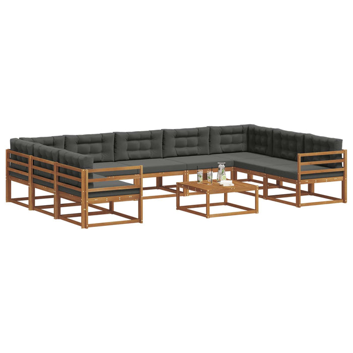 Set de canapele de exterior cu pernă 10 pcs Natural și Antracit WALTI