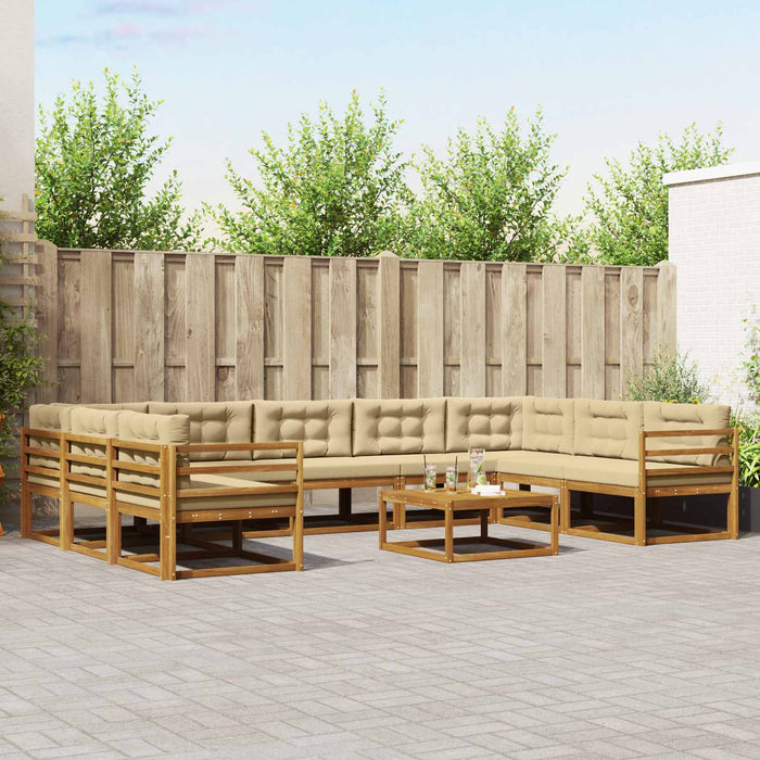Set de canapele de exterior cu pernă 10 pcs Natural și Bej WALTI