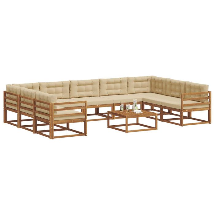 Set de canapele de exterior cu pernă 10 pcs Natural și Bej WALTI