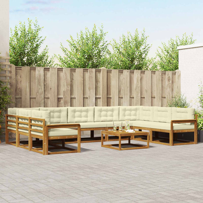 Set de canapele de exterior cu pernă 10 pcs Natural și Crem WALTI