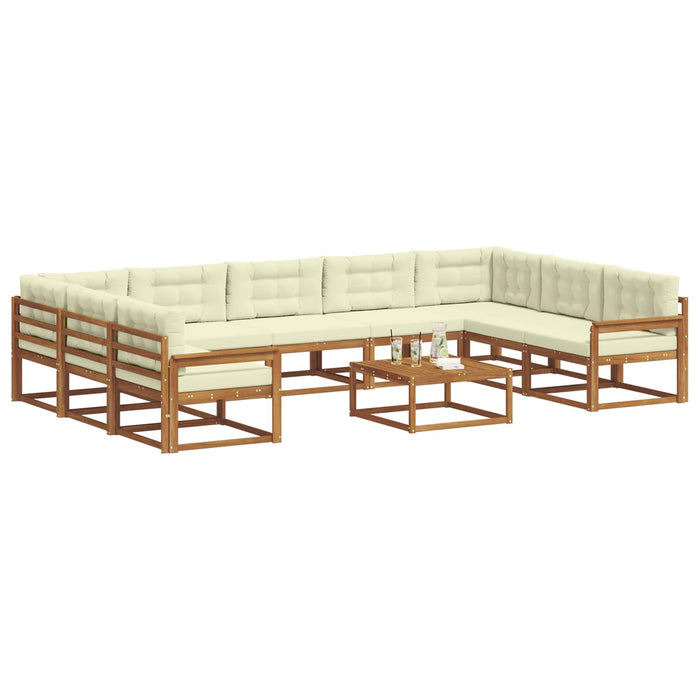 Set de canapele de exterior cu pernă 10 pcs Natural și Crem WALTI