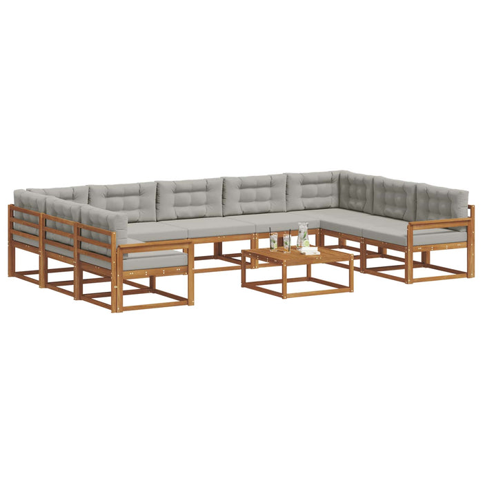 Set de canapele de exterior 10 pcs Gri natural și deschis WALTI