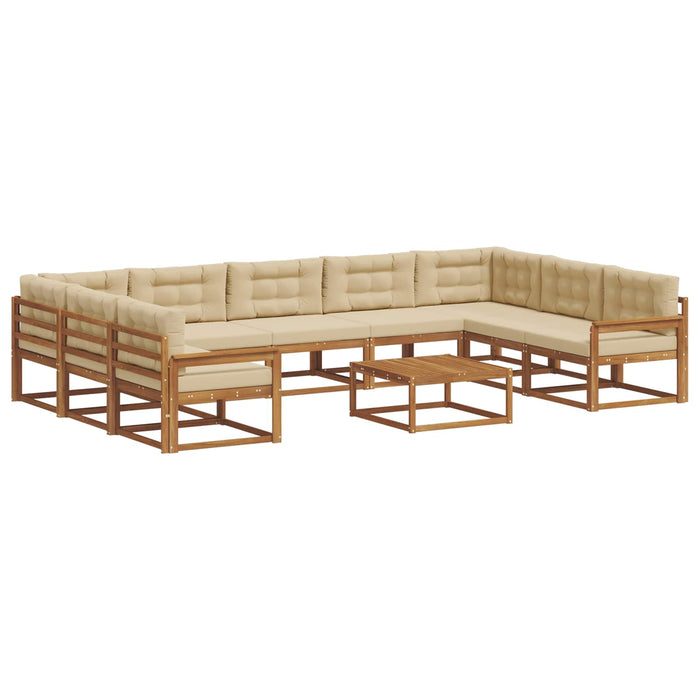 Set de canapele de exterior cu pernă 10 pcs Natural și Bej WALTI