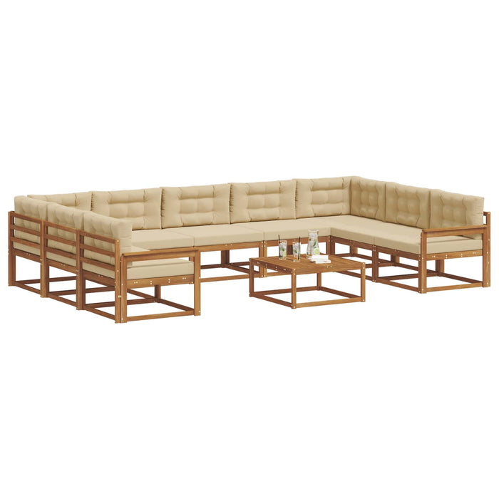 Set de canapele de exterior cu pernă 10 pcs Natural și Bej WALTI