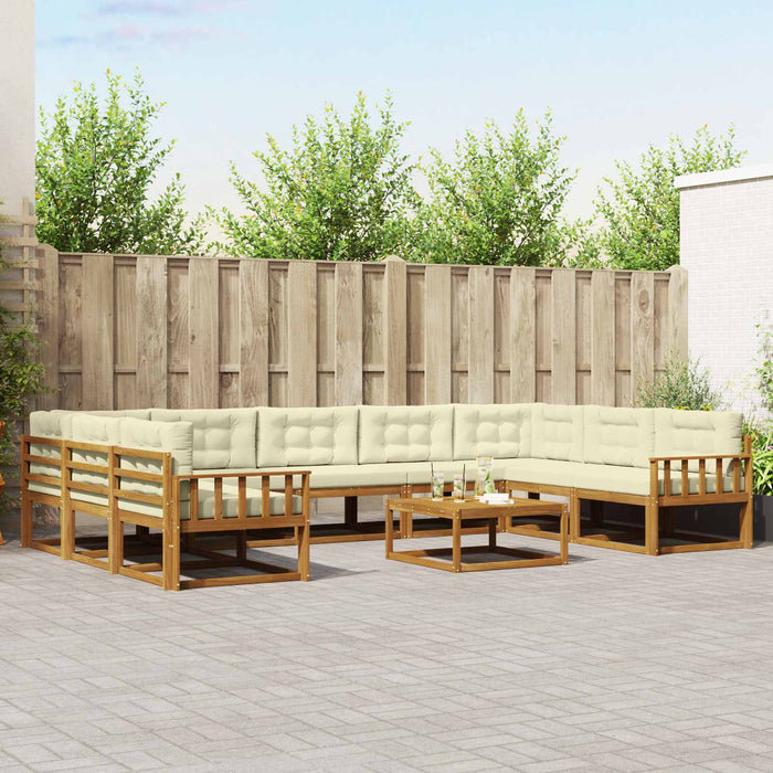 Set de canapele de exterior cu pernă 10 pcs Natural și Crem WALTI