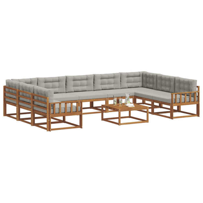 Set de canapele de exterior 10 pcs Gri natural și deschis WALTI