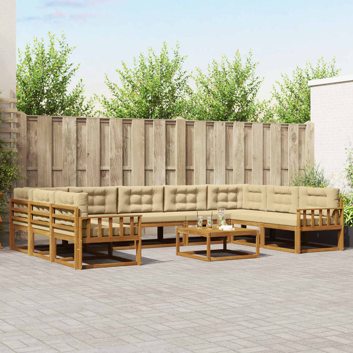 Set de canapele de exterior cu pernă 10 pcs Natural și Bej WALTI