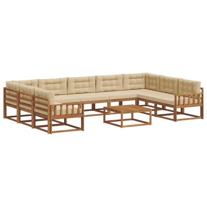 Set de canapele de exterior cu pernă 10 pcs Natural și Bej WALTI