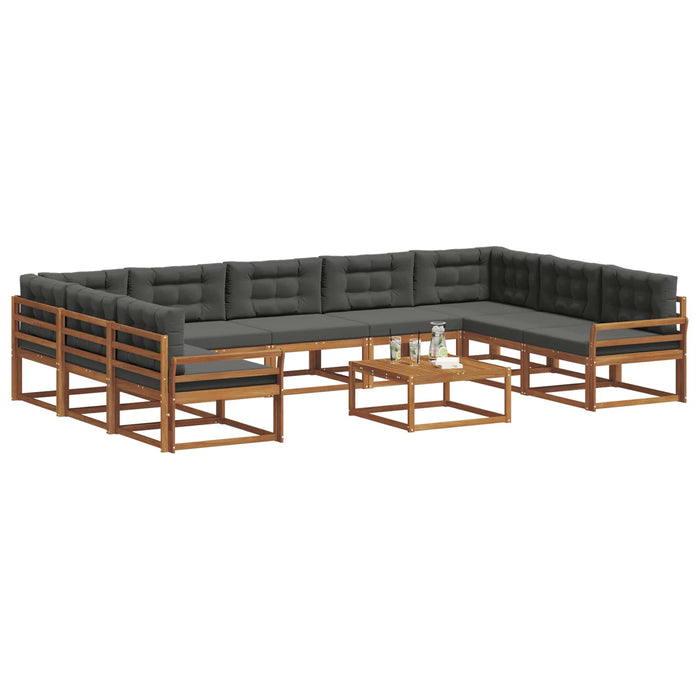 Set de canapele de exterior cu pernă 10 pcs Natural și Antracit WALTI