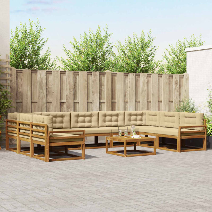 Set de canapele de exterior cu pernă 10 pcs Natural și Bej WALTI