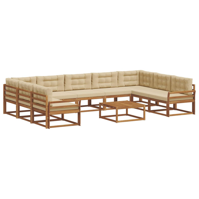 Set de canapele de exterior cu pernă 10 pcs Natural și Bej WALTI