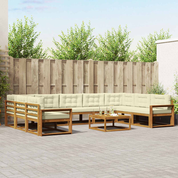 Set de canapele de exterior cu pernă 10 pcs Natural și Crem WALTI