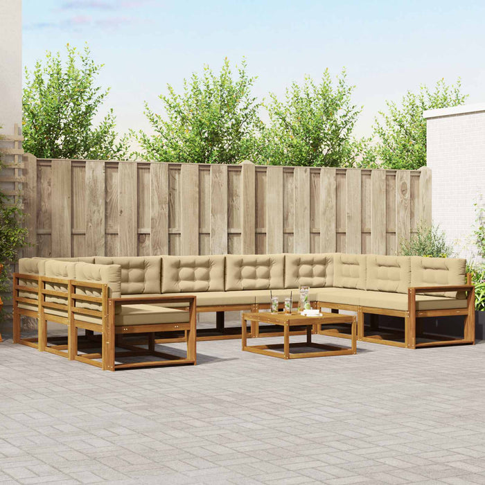 Set de canapele de exterior cu pernă 10 pcs Natural și Bej WALTI