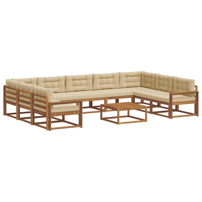 Set de canapele de exterior cu pernă 10 pcs Natural și Bej WALTI