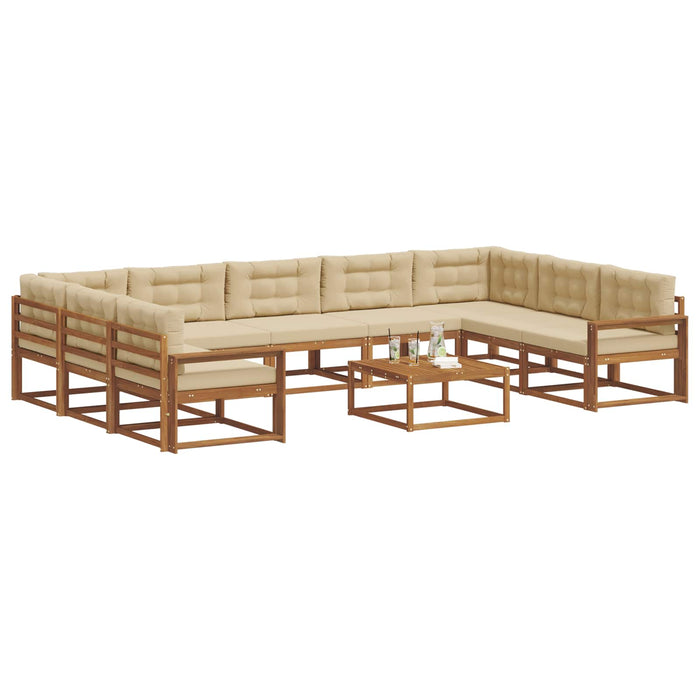 Set de canapele de exterior cu pernă 10 pcs Natural și Bej WALTI